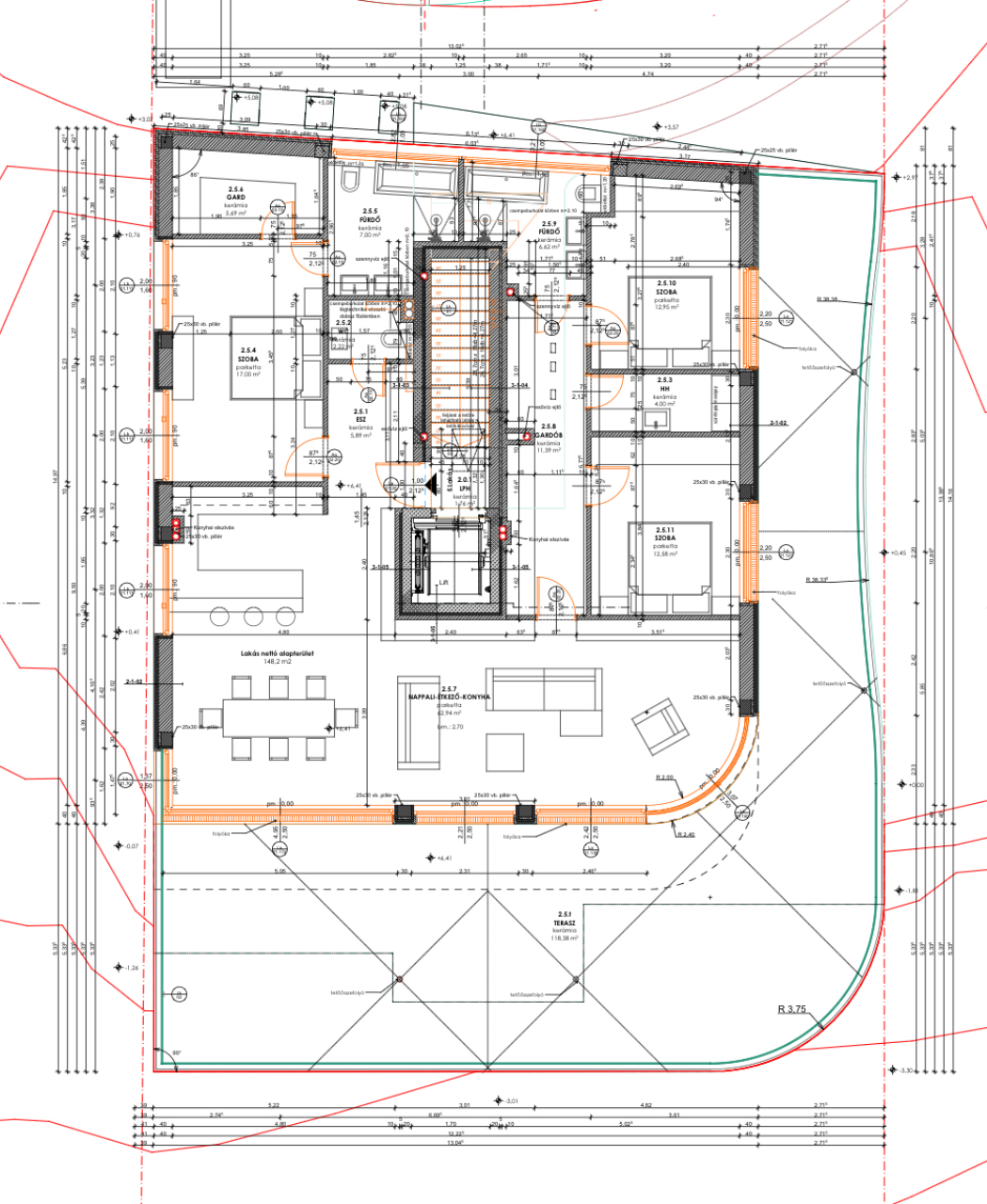 Törökvész Villa, Budapest - Penthause 3 hálós alaprajz